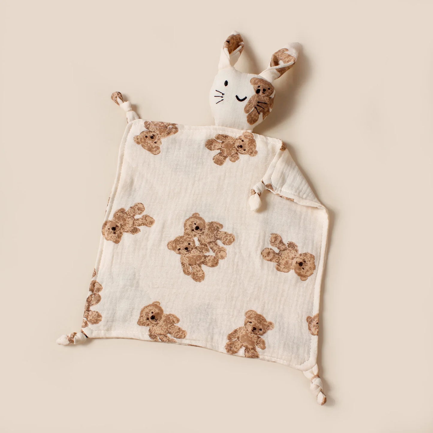 Doudou en mousseline avec motifs  – 100% coton